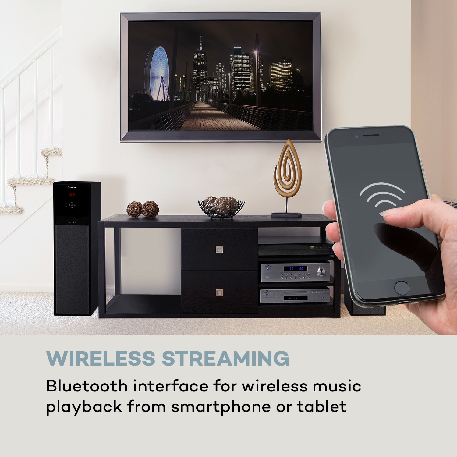 Auna AV2-CD850BT, 4-zónový HiFi stereo zosilňovač, 8 x 50 W RMS, bluetooth, USB, strieborný – Obrázok 2