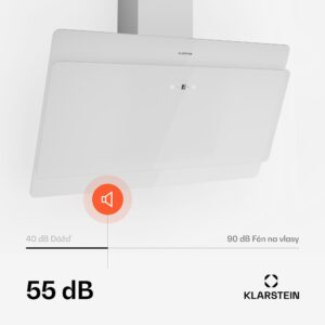 Klarstein Aurica 90, digestor, 90 cm, nástenný, 610 m³/h, LED, dotykové ovládanie, sklo, biely