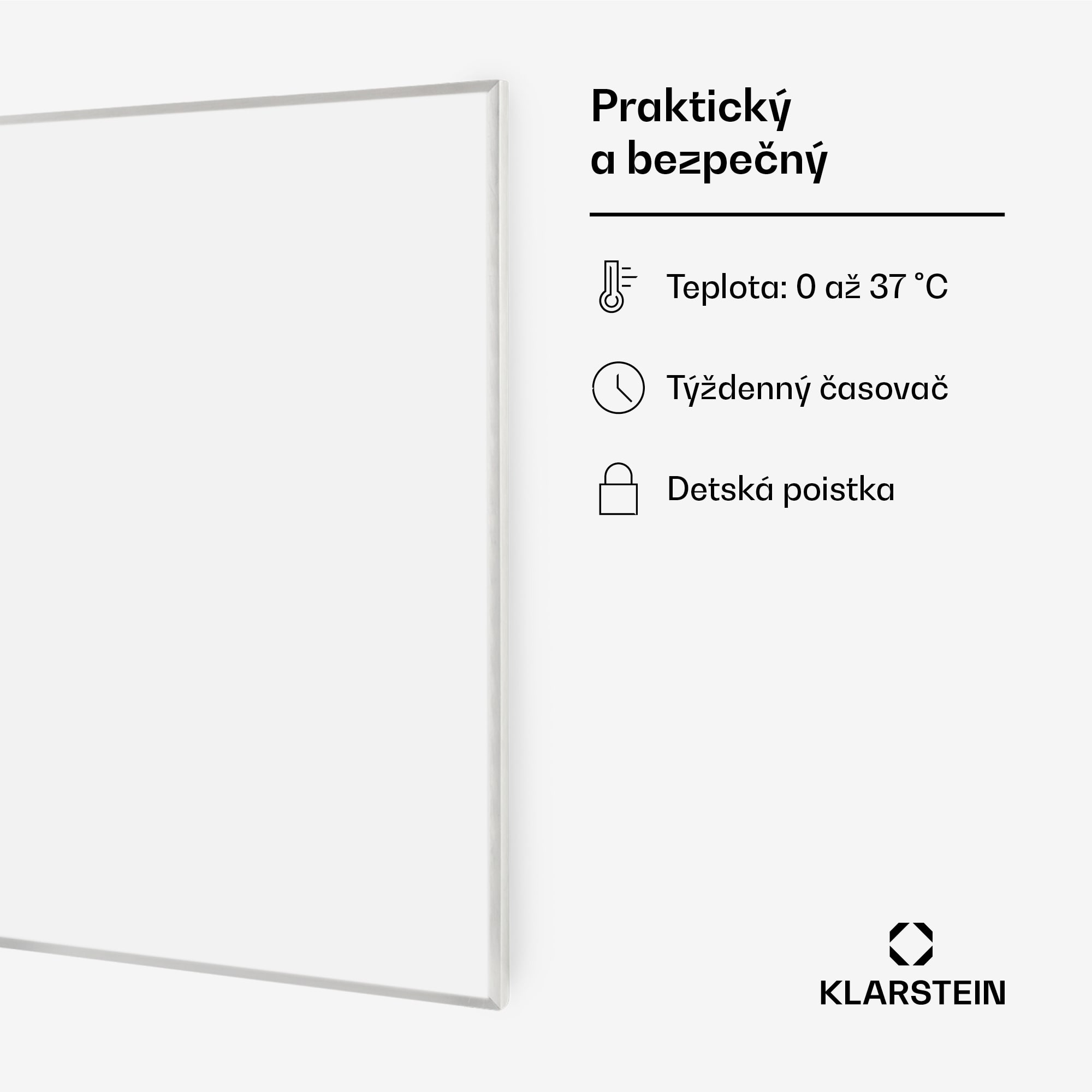 Klarstein Wonderwall 720 Smart, infračervený ohrievač, 120 x 60 cm, 720 W, týždenný časovač, IP24, biely – Obrázok 2