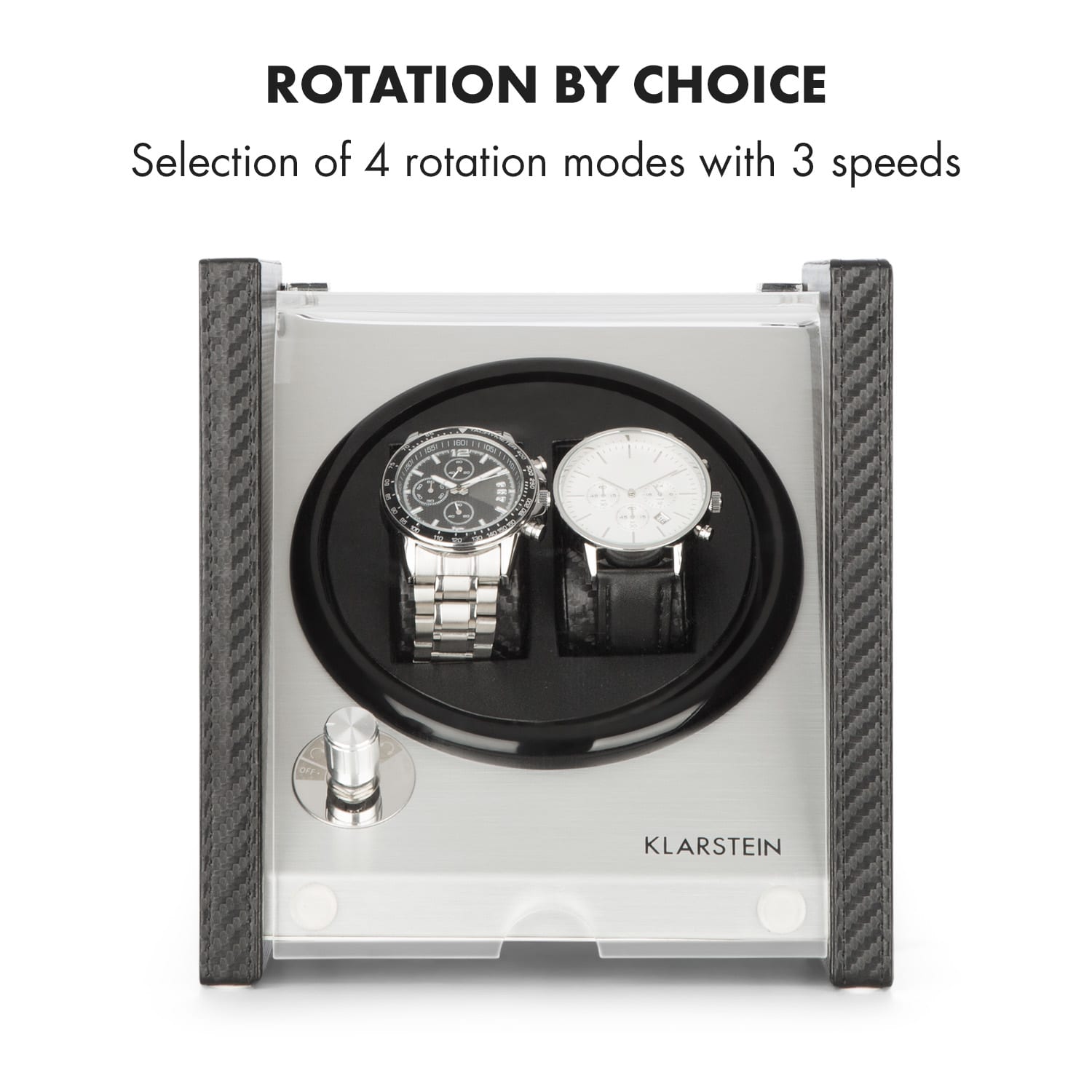 Klarstein Tokyo 2, naťahovač na hodinky, 2 hodiniek, 3 rýchlosti, 4 režimy, čierny