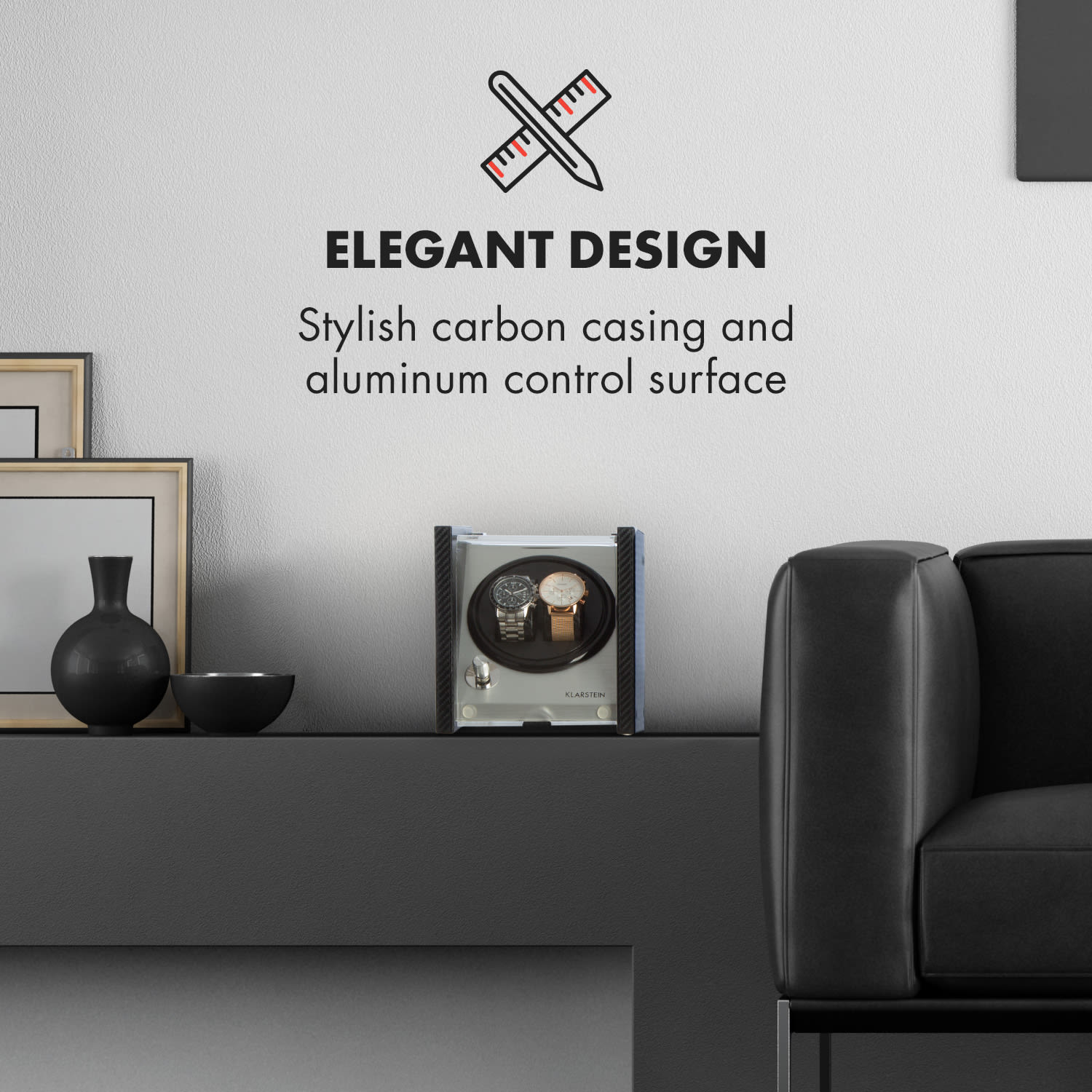 Klarstein Tokyo 2, naťahovač na hodinky, 2 hodiniek, 3 rýchlosti, 4 režimy, čierny – Obrázok 2