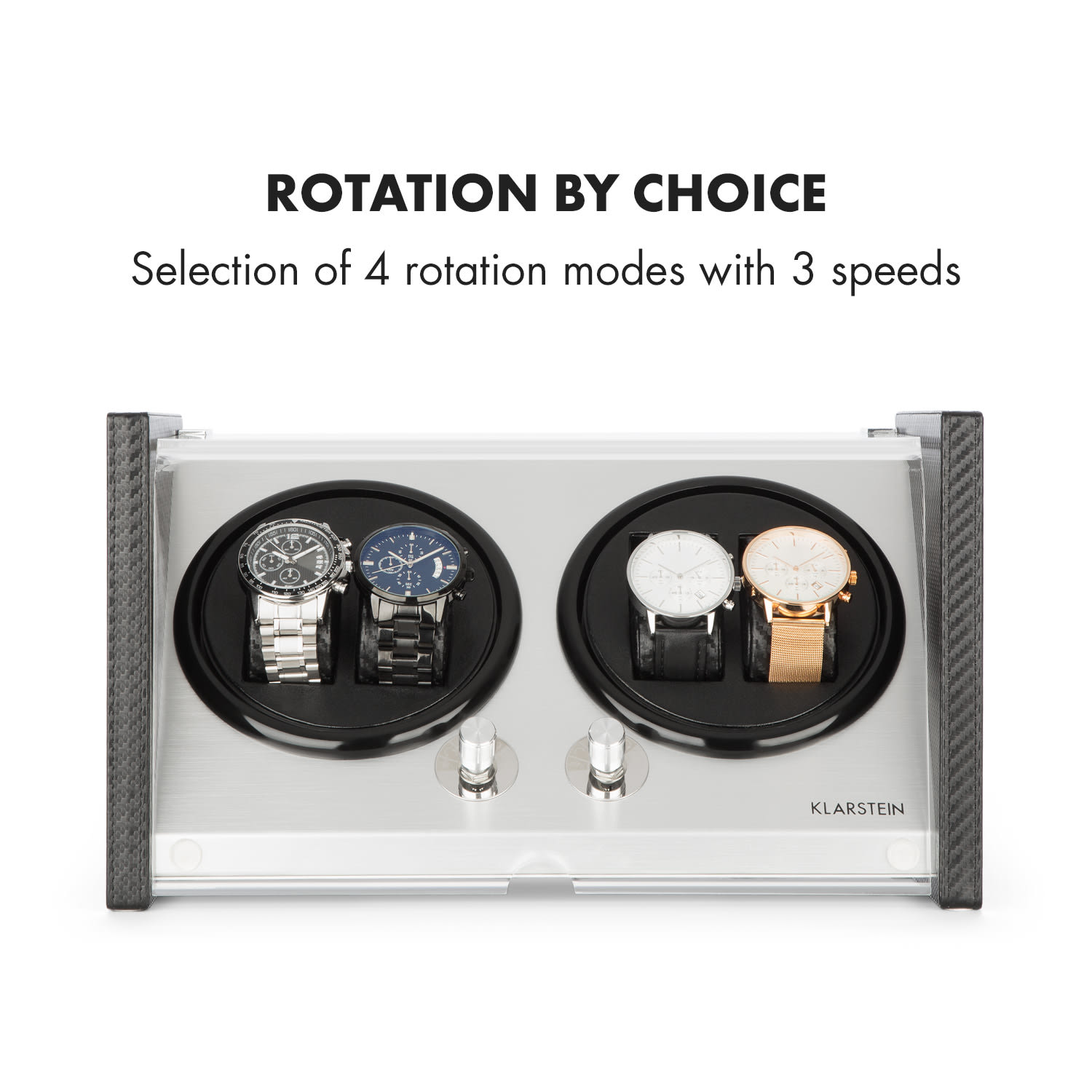Klarstein Tokyo 4, naťahovač na hodinky, 4 hodiniek, 3 rýchlosti, 4 režimy, čierny
