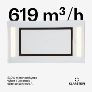 Klarstein Remy, digestor, 90 cm, stropný, 620 m³/h, diaľkové ovládanie, biely