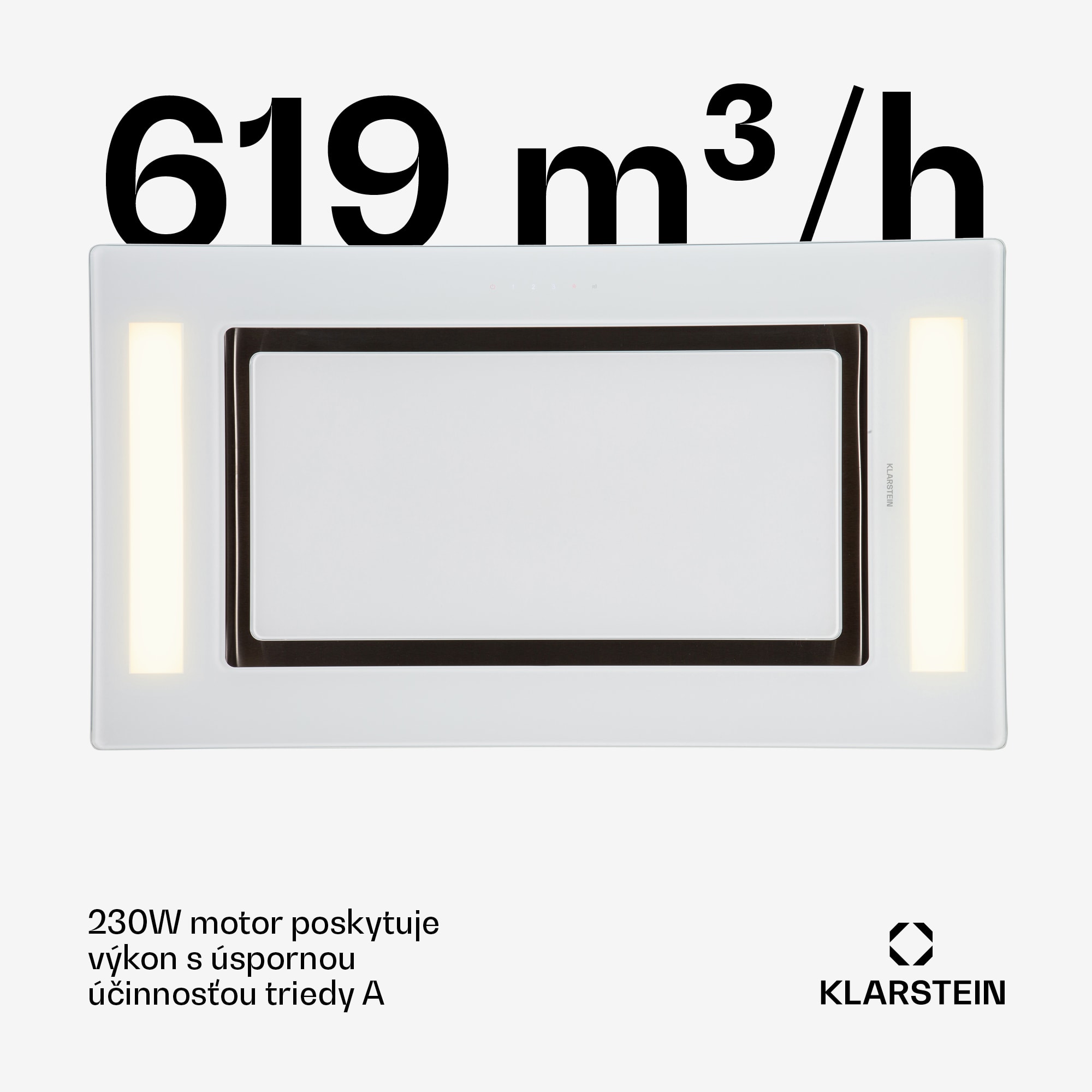 Klarstein Remy, digestor, 90 cm, stropný, 620 m³/h, diaľkové ovládanie, biely