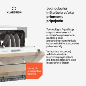 Klarstein Amazonia 6 Secret, vstavaná umývačka riadu, 6 programov, biela