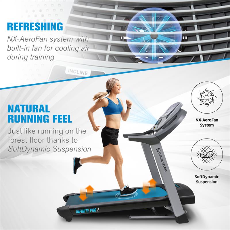 Capital Sports Infinity Pro 2.0, bežecký pás, 6,5 HP, BT/ANT+, aplikácia Kinomap, LCD – Obrázok 2