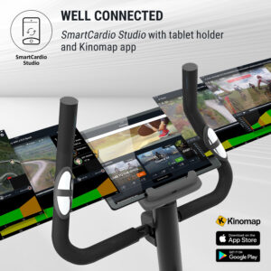 KLARFIT Myon Cycle, domáci rotoped, stacionárny bicykel, cyklotrenažér, záťažové koleso 12 kg, SmartCardio Studio