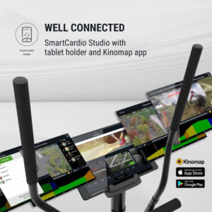 KLARFIT Myon Cross, eliptický trenažér, záťažové koleso 12 kg, SilentBelt System