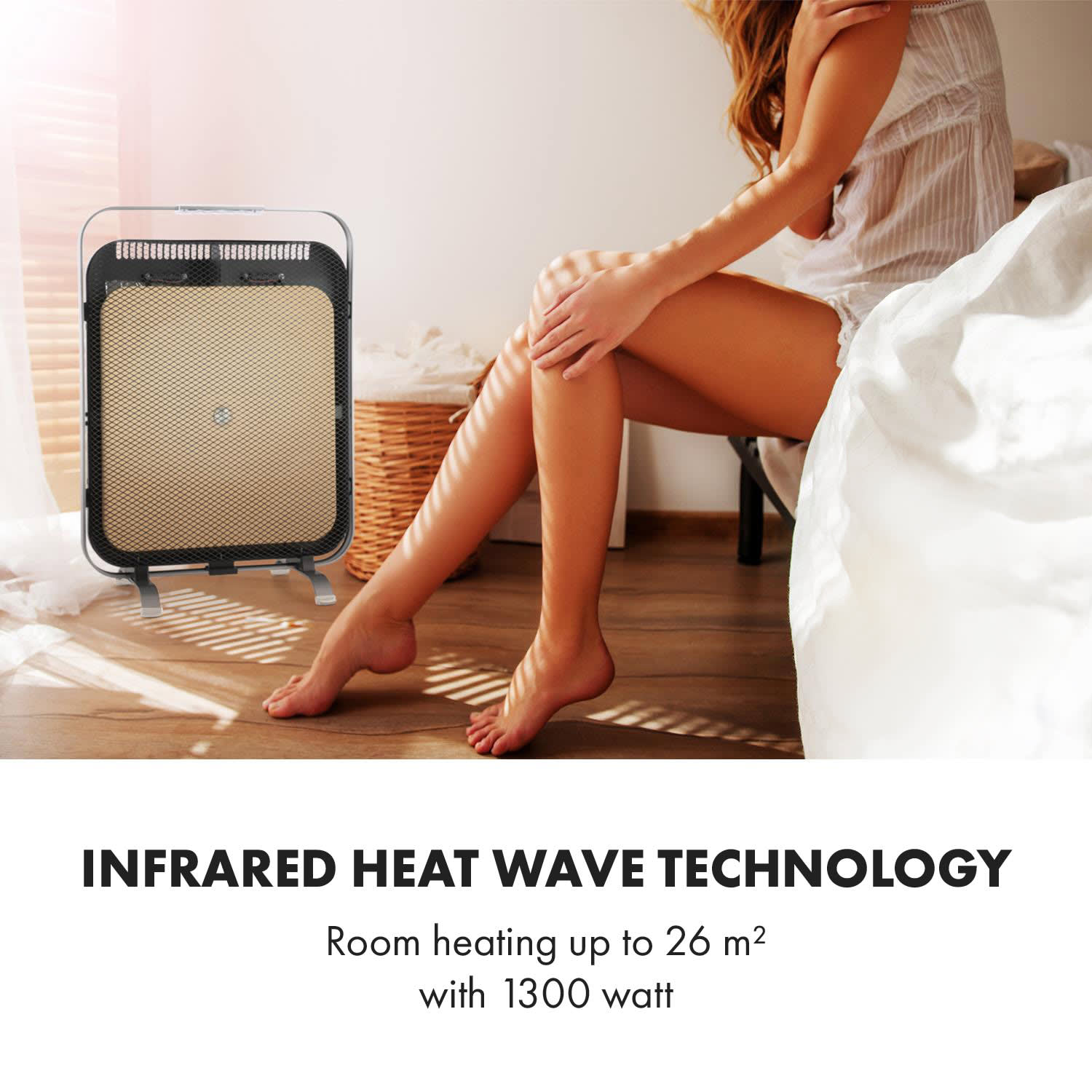 Klarstein HeatPal Marble Blackline, infračervený ohrievač, 1300 W, mramor, hliník – Obrázok 2