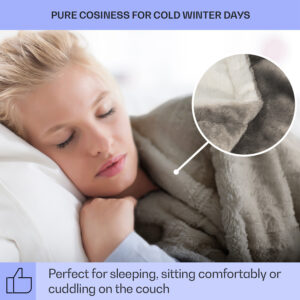 Klarstein Dr. Watson SuperSoft, vyhrievacia deka, 120 W, 180 x 130 cm, chlpatý plyš, krémová/sivá