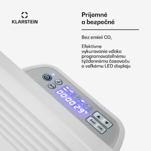 Klarstein Hot Spot Slimcurve, konvektor, ohrievač, 80 x 40 cm, 40 m², 2000 W, 5 - 40 °C, IP24, biely