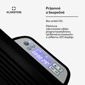 Klarstein Hot Spot Slimcurve, konvektor, ohrievač, 80 x 40 cm, 40 m², 2000 W, 5 - 40 °C, IP24, čierny