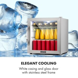 Klarstein Beersafe L Crystal White, chladnička, energet. trieda E, LED, 2 kovové police, sklenené dvere, biela
