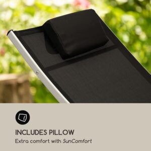 Blumfeldt Sun Valley, záhradné lehátko, sklápateľné, vankúš, čierne