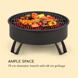 Blumfeldt Oreos, 2 v 1 nádoba na oheň a gril, Ø 75 cm ochrana pred iskrami, Ø 68 cm gril, oceľ, čierna