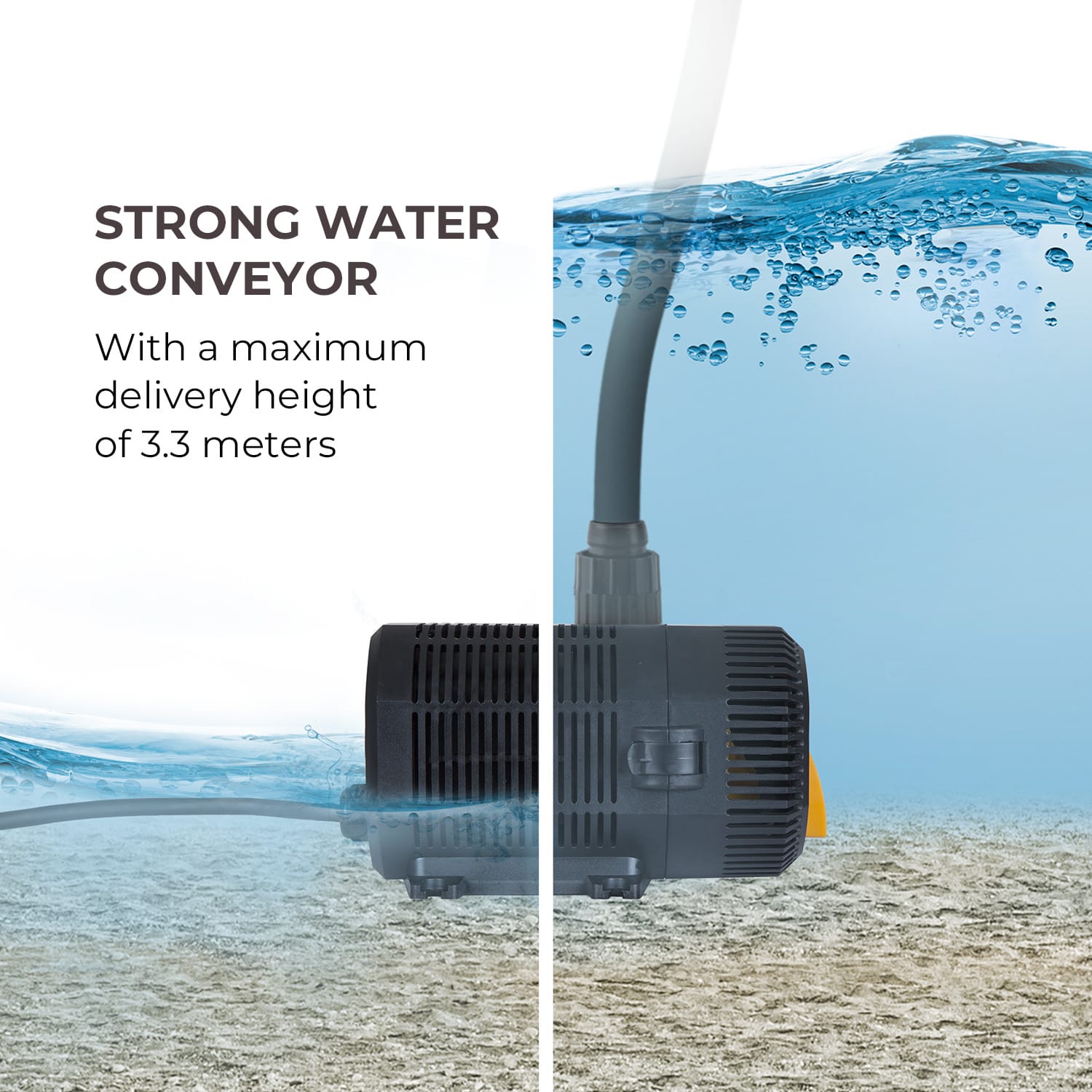 Waldbeck Nemesis T60, jazierkové čerpadlo, výkon 60 W, hĺbka čerpania 3,3 m, prietok 4700 l/h – Obrázok 2