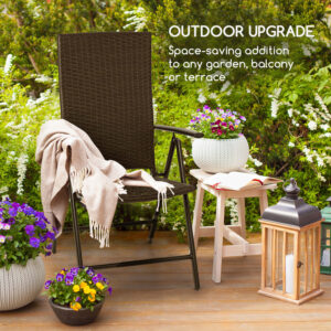 Blumfeldt Estoril, záhradná stolička, polyratan, hliník, 7 úrovní, skladacia, hnedá