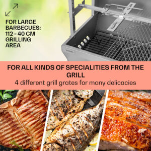 Klarstein Sauenland Pro, gril na prasiatko, otočný špíz, 13 W, 4 kolesá, ušľachtilá oceľ