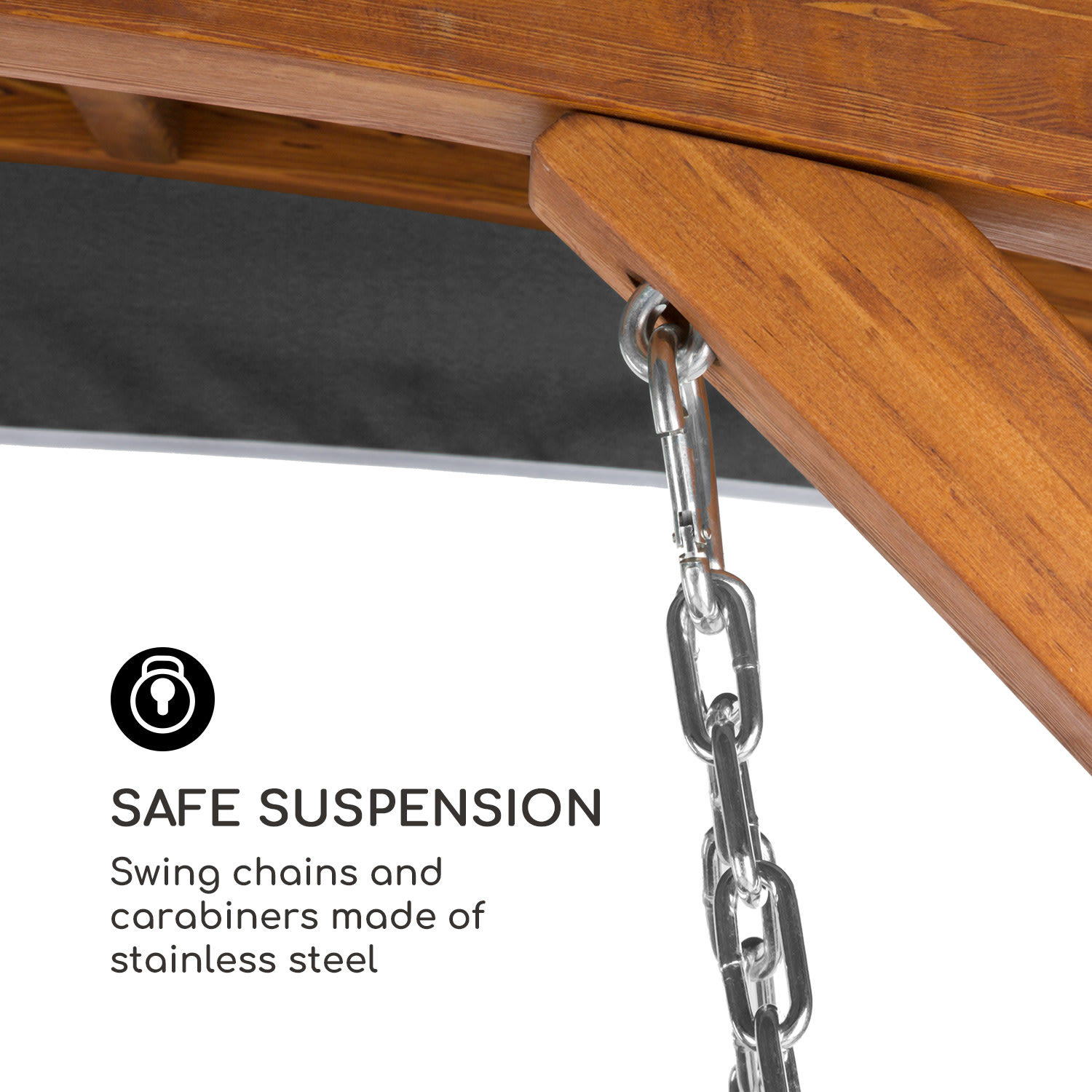 Blumfeldt Tahiti, záhradná hojdačka, slnečná strieška, 110 cm, 2 sedadlá, masív, sivá – Obrázok 2