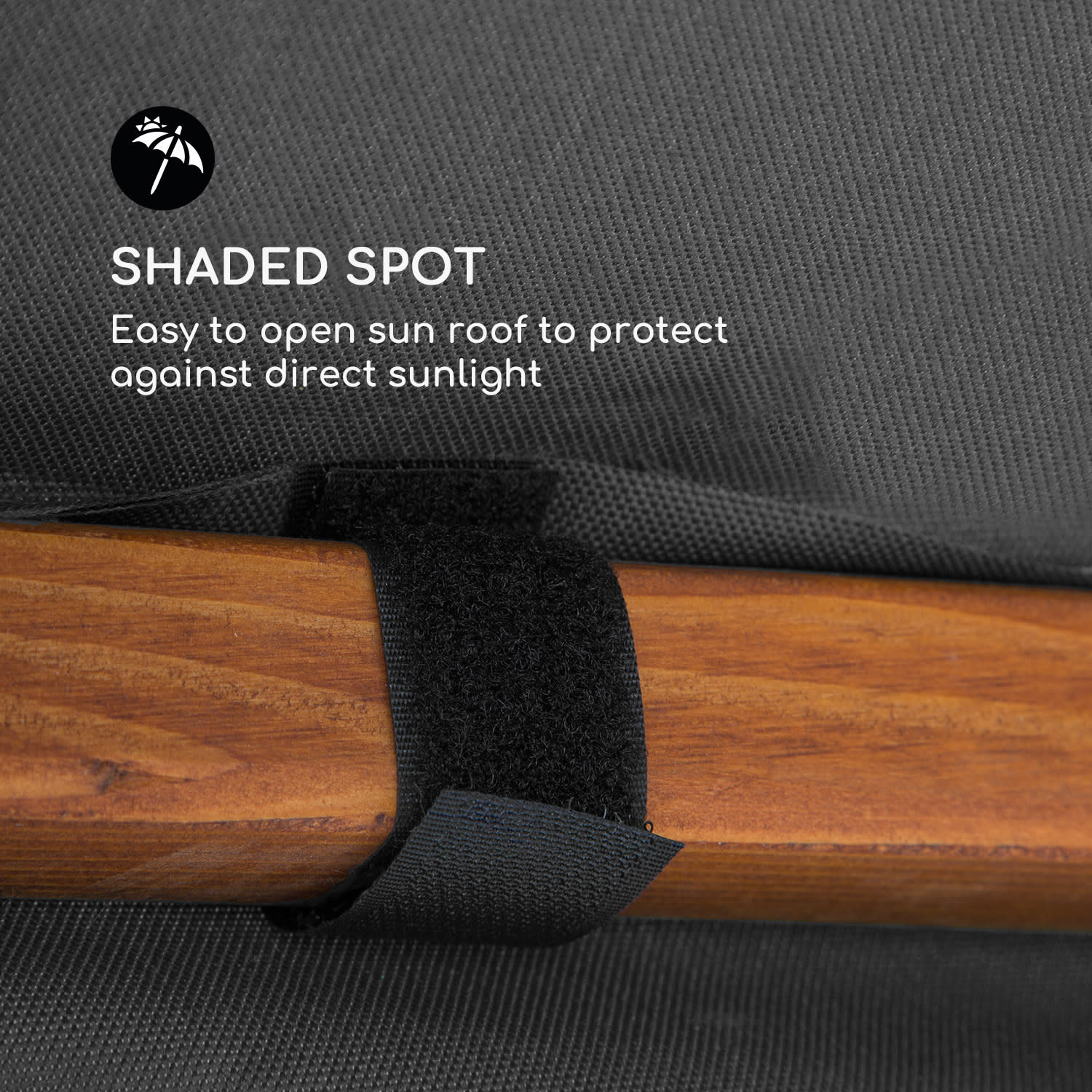 Blumfeldt Tahiti, záhradná hojdačka, slnečná strieška, 110 cm, 2 sedadlá, masív, sivá – Obrázok 3