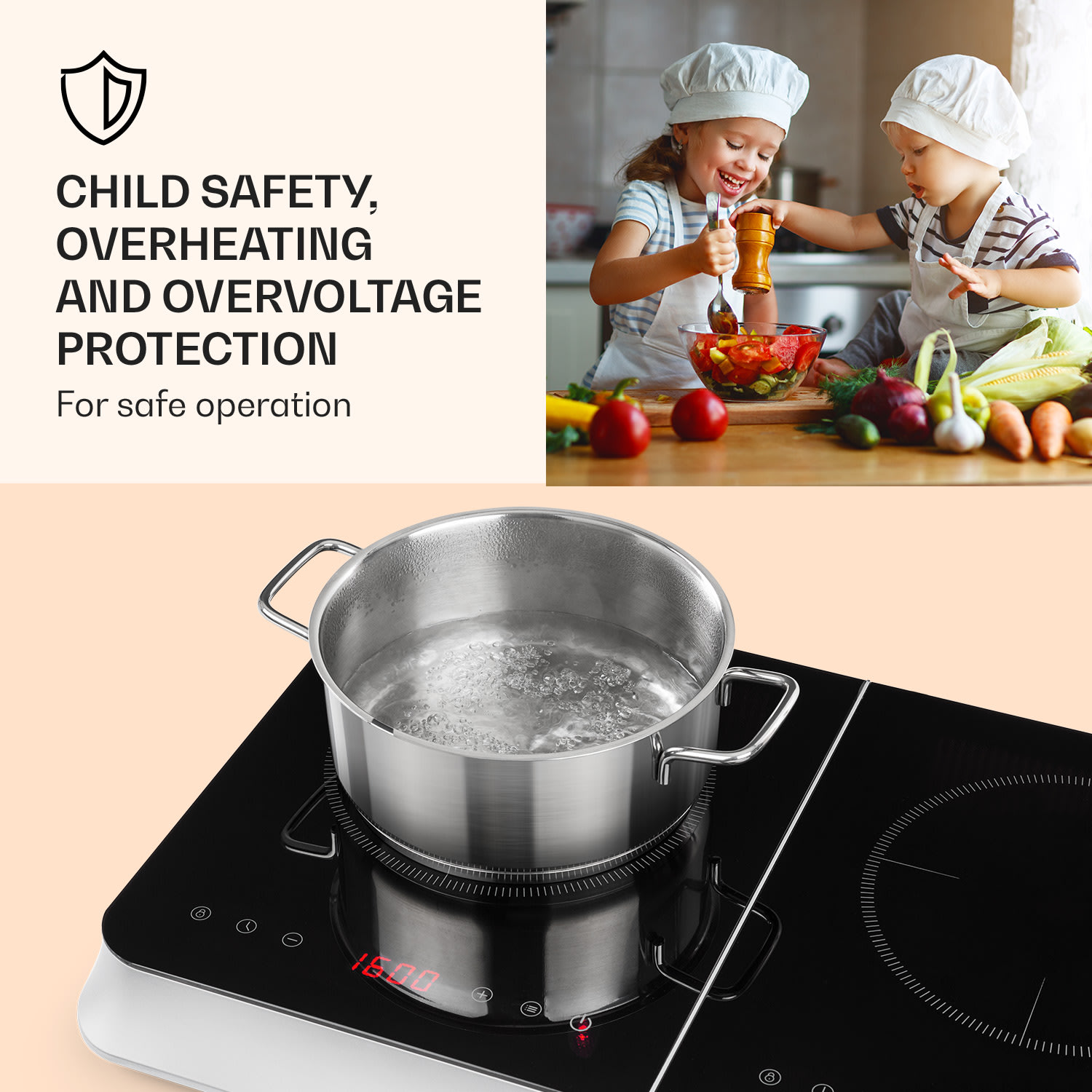 Klarstein InnoChef, indukčná varná doska, 3400 W, dotykové ovládanie, sklokeramika – Obrázok 2