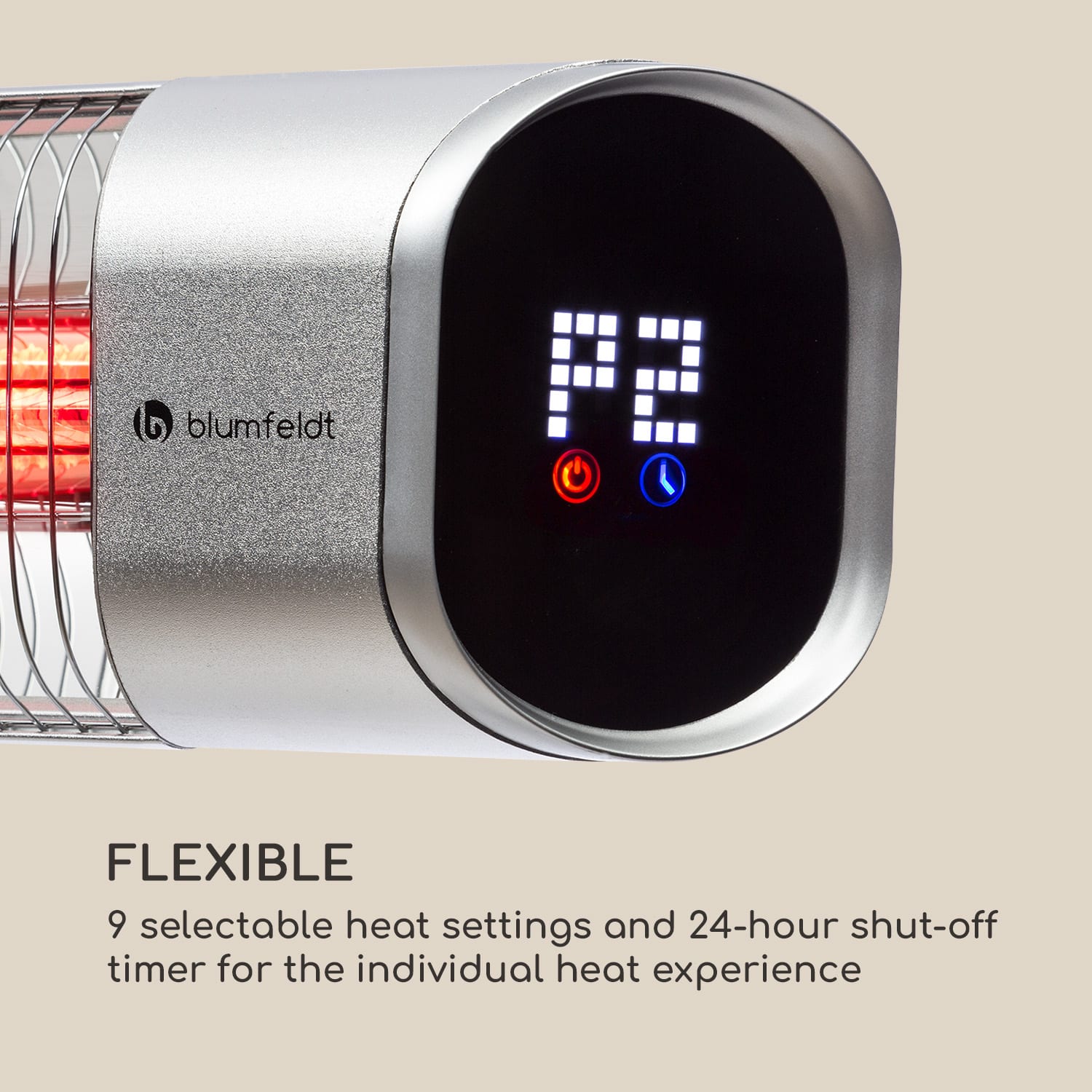 Blumfeldt Dark Wave, Infračervený ohrievač, 2000 W, pozlátená uhlíková trubica, IP65, hliník – Obrázok 3