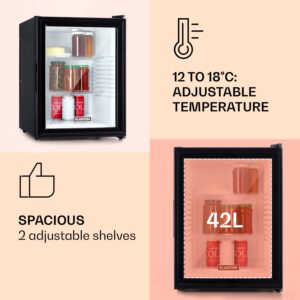 Klarstein Brooklyn 42, mini chladnička, sklenené dvere, LED osvetlenie, police