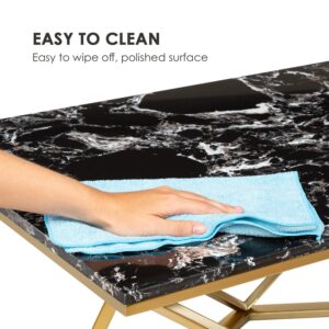 Besoa Black Onyx I, konferenčný stolík, 110 x 42,5 x 55 cm (Š x V x H), mramorový vzhľad, zlatý/čierny