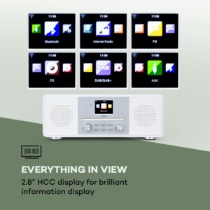 OneConcept Streamo CD, internetové rádio, 2 x 10 W, WLAN, DAB+, FM, CD prehrávač, BT, biele