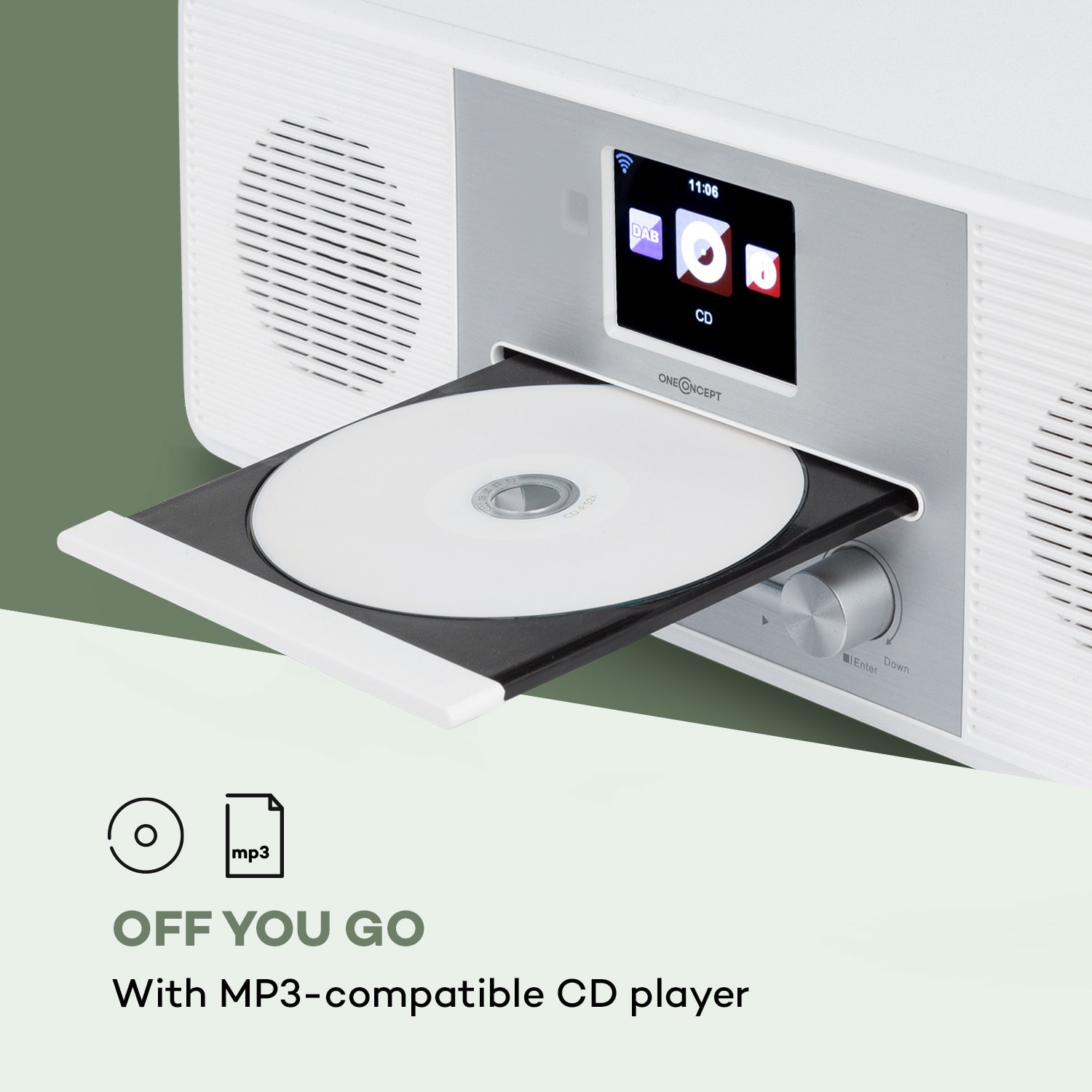 OneConcept Streamo CD, internetové rádio, 2 x 10 W, WLAN, DAB+, FM, CD prehrávač, BT, biele – Obrázok 3