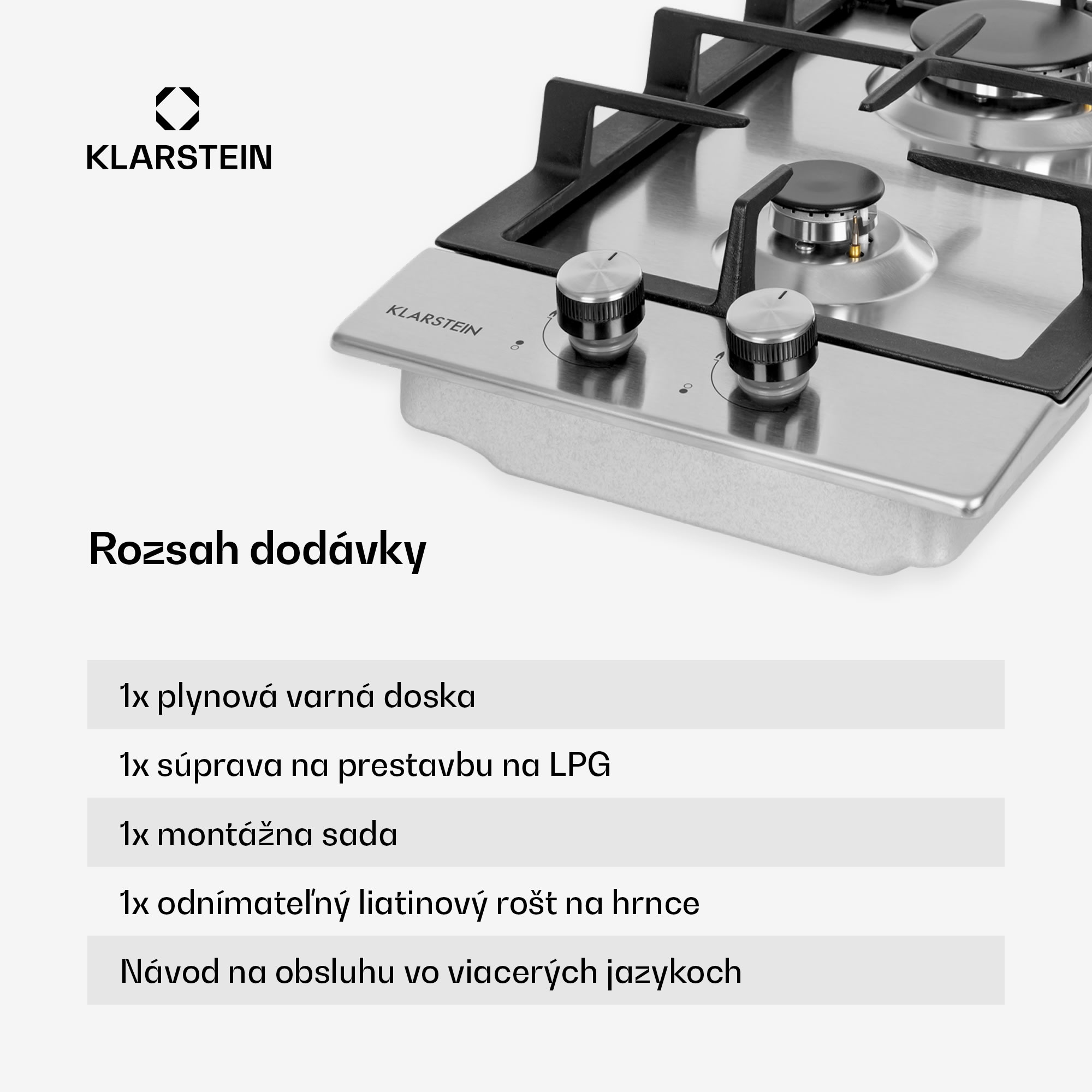 Klarstein Ignito Domino, plynová varná doska, 2 Sabaf horáky, nehrdzavejúca oceľ, strieborná – Obrázok 3