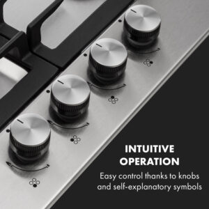 Klarstein Ignito 4 Zonen, plynová varná doska, 4 Sabaf horáky, nehrdzavejúca oceľ, strieborná