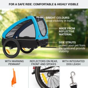 KLARFIT Husky, príves na bicykel pre psov, cca 250L, 600D, Oxfortdské plátno, modrý