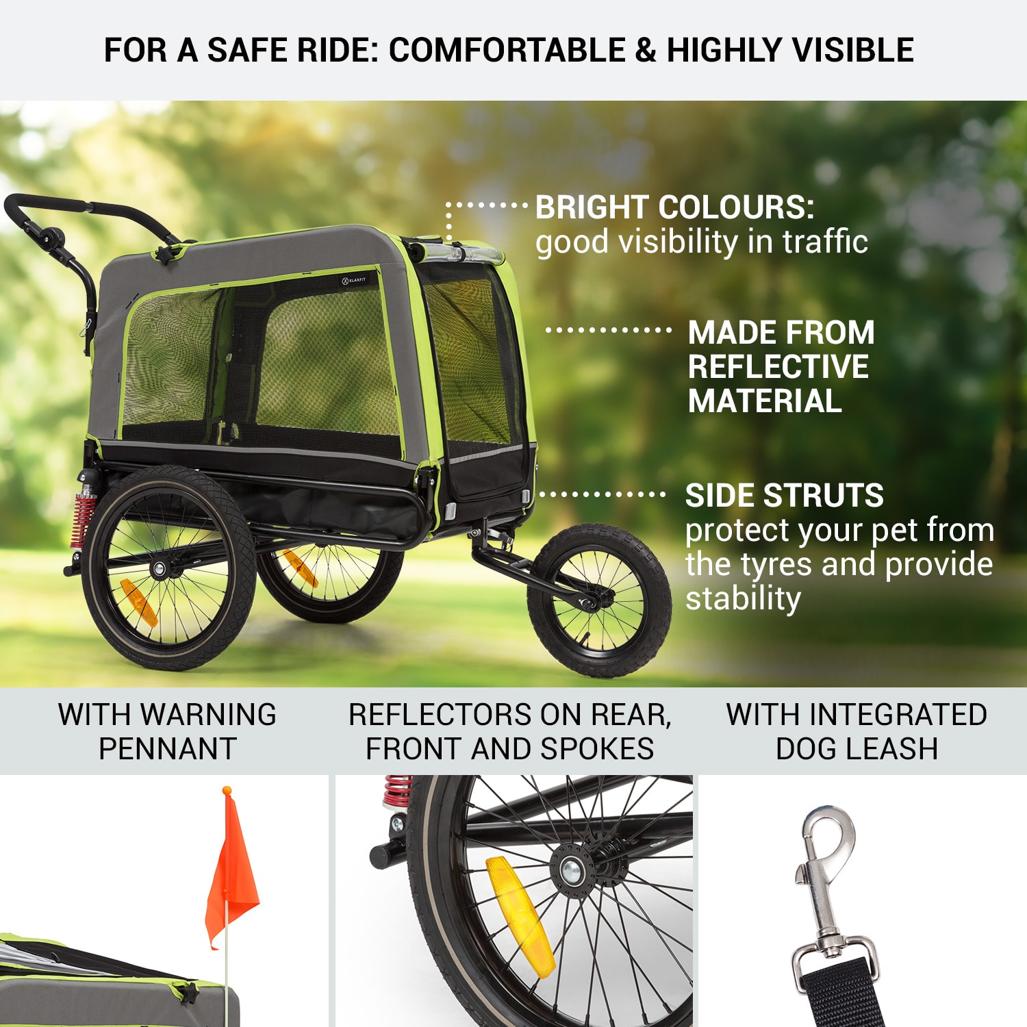 KLARFIT Husky Vario, 2-v-1, príves pre psa, bugina pre psov, cca 240L, 600D, Oxfort, zelený