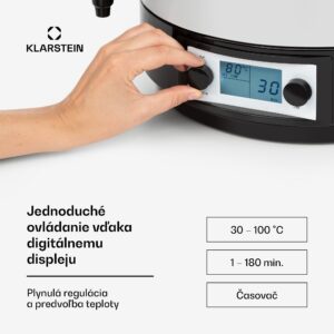 Klarstein KonfiStar 50, zavárací hrniec, dávkovač nápojov, 50 l, 2500 W, 100 °C, 180 min, digitálny