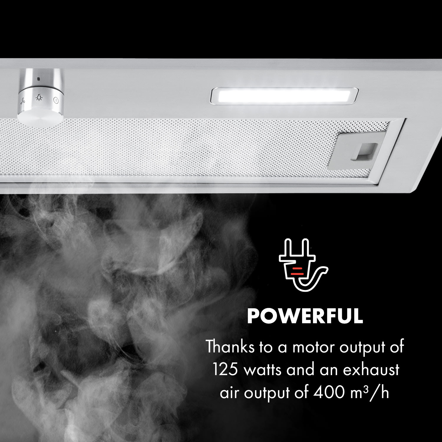 Klarstein Simplica, digestor, 70 cm, vstavaný, 400 m³/h, LED, nehrdzavejúca oceľ