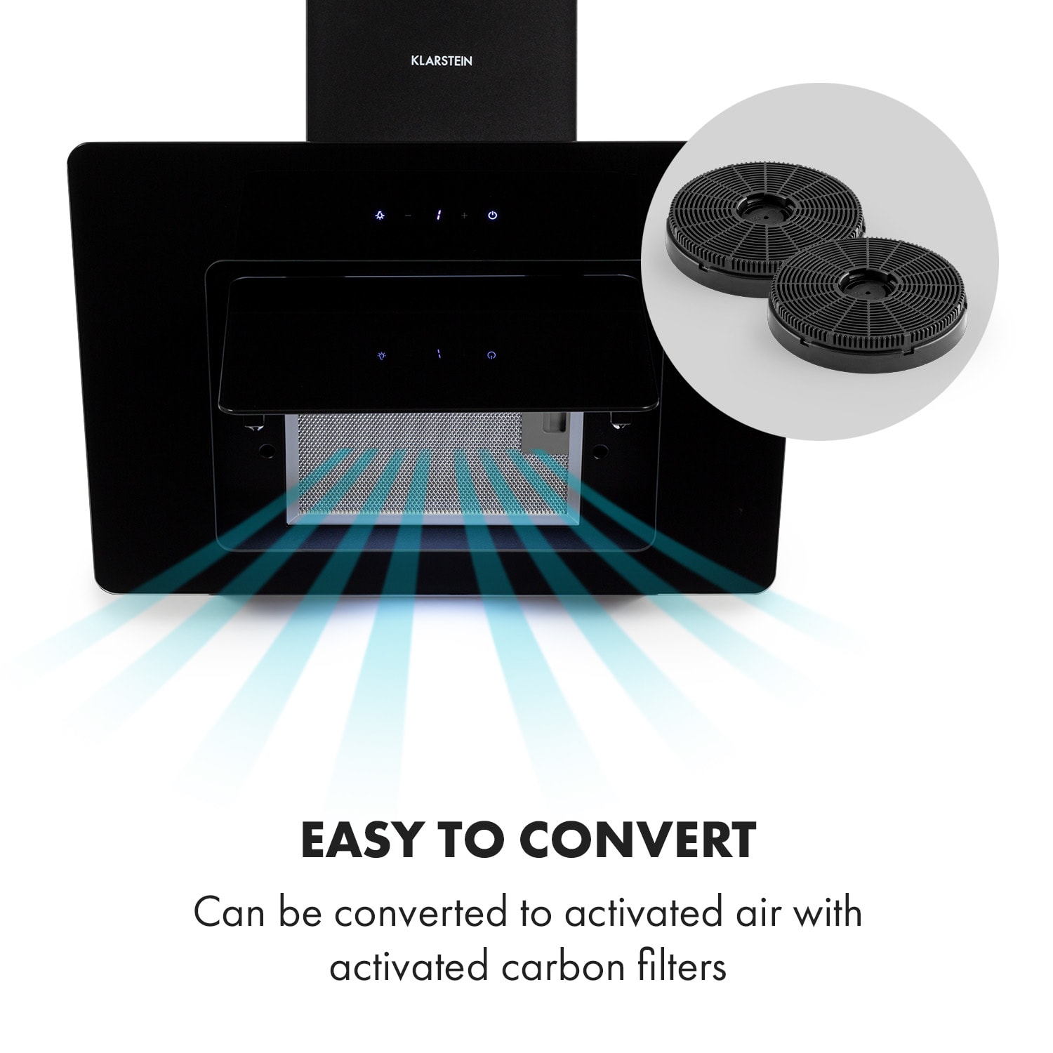 Klarstein Sofia 60, digestor, 60 cm, nástenný, 300 m³/h, dotykové ovládanie, sklenená predná strana, čierny – Obrázok 3