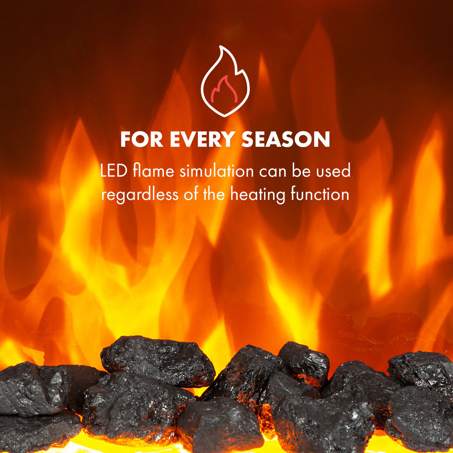 Klarstein Verbier, elektrický krb, 1000/2000 W, LED plameň, diaľkové ovládanie, MDF, biely – Obrázok 2