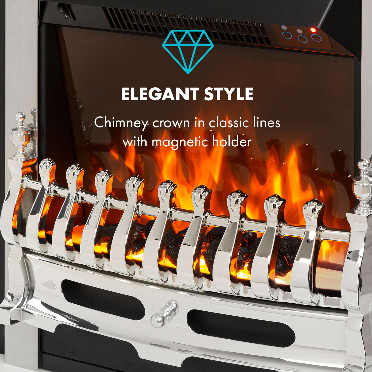 Klarstein Verbier, elektrický krb, 1000/2000 W, LED plameň, diaľkové ovládanie, MDF, biely – Obrázok 3