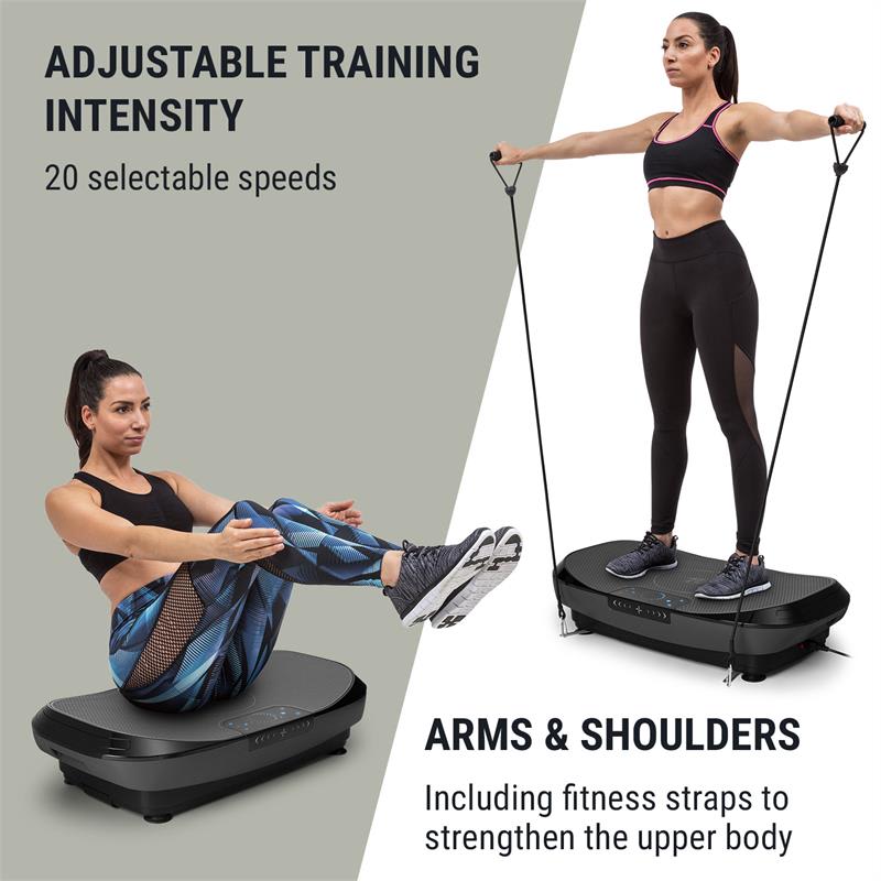 KLARFIT VIBE 4DX Pro, vibračná plošina, 300 W, 4 režimy, 4DX TripleMotor, sivá, čierna – Obrázok 2