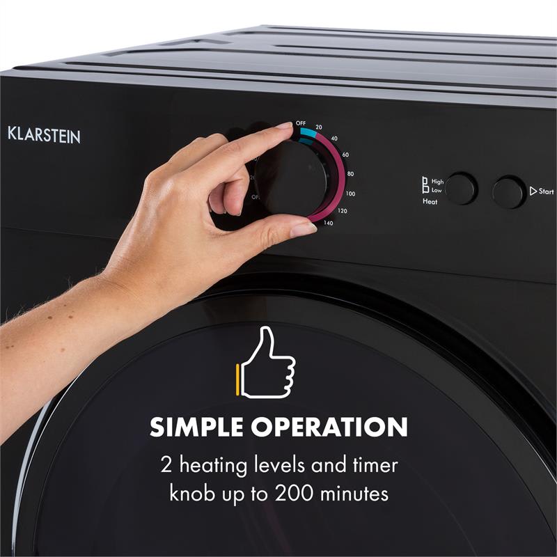 Klarstein Jet Set, sušička bielizne, 1020 W, energetická trieda C, 3 kg, 50 cm, čierna