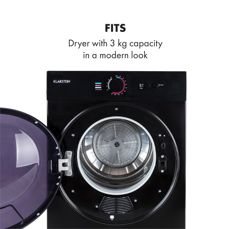 Klarstein Jet Set, sušička bielizne, 1020 W, energetická trieda C, 3 kg, 50 cm, čierna – Obrázok 3