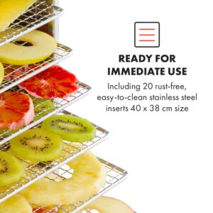 Klarstein Master Jerky 300, sušička potravín, 2000 W, 40 – 90 °C, 24 hod. časovač, nehrdzavejúca oceľ, strieborný