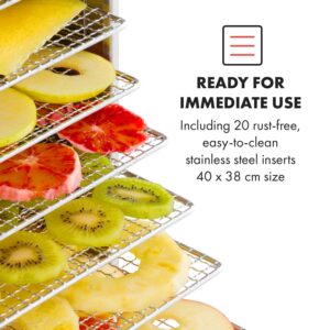 Klarstein Master Jerky 500, sušička potravín, 3000 W, 40 – 90 °C, 24 hod. časovač, nehrdzavejúca oceľ, strieborný