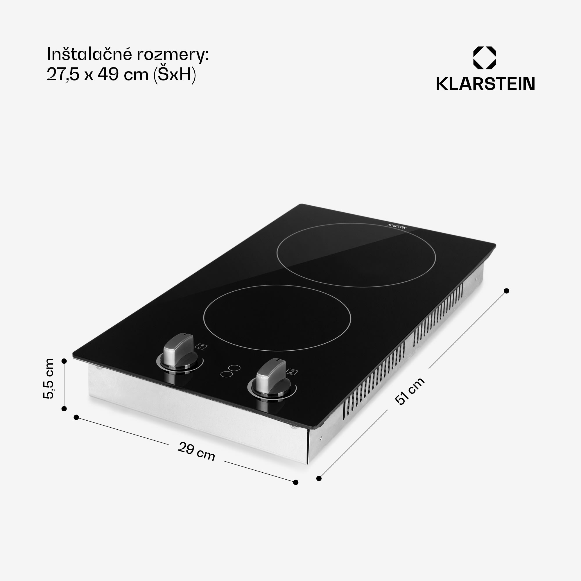 Klarstein EasyCook Domino, sklokeramická varná doska, 3000 W, otočný regulátor, čierna – Obrázok 3