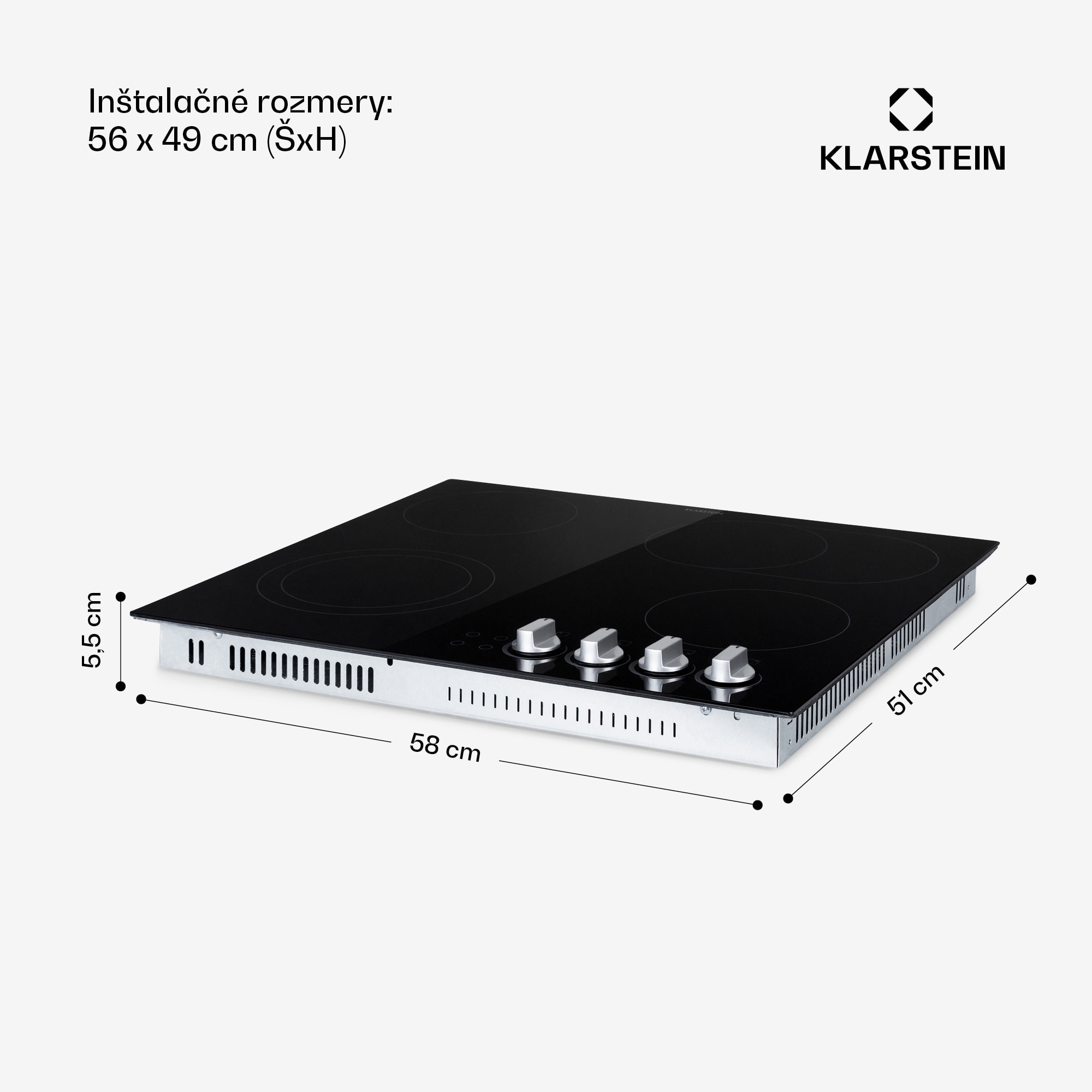 Klarstein EasyCook, sklokeramická varná doska, 6100 W, otočný regulátor, čierna – Obrázok 3