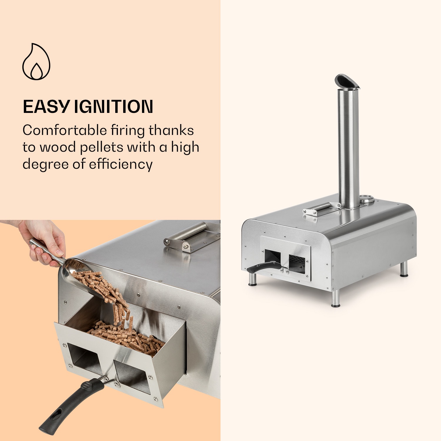 Klarstein Diavolo, peletová pec na pizzu, vrátane kameňa na pizzu, teplomer, nehrdzavejúca oceľ