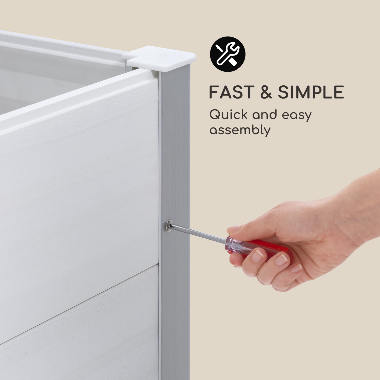 Blumfeldt Nova Grow, záhradný záhon, 150 x 91 x 50 cm, WPC, drevený vzhľad, biely – Obrázok 3