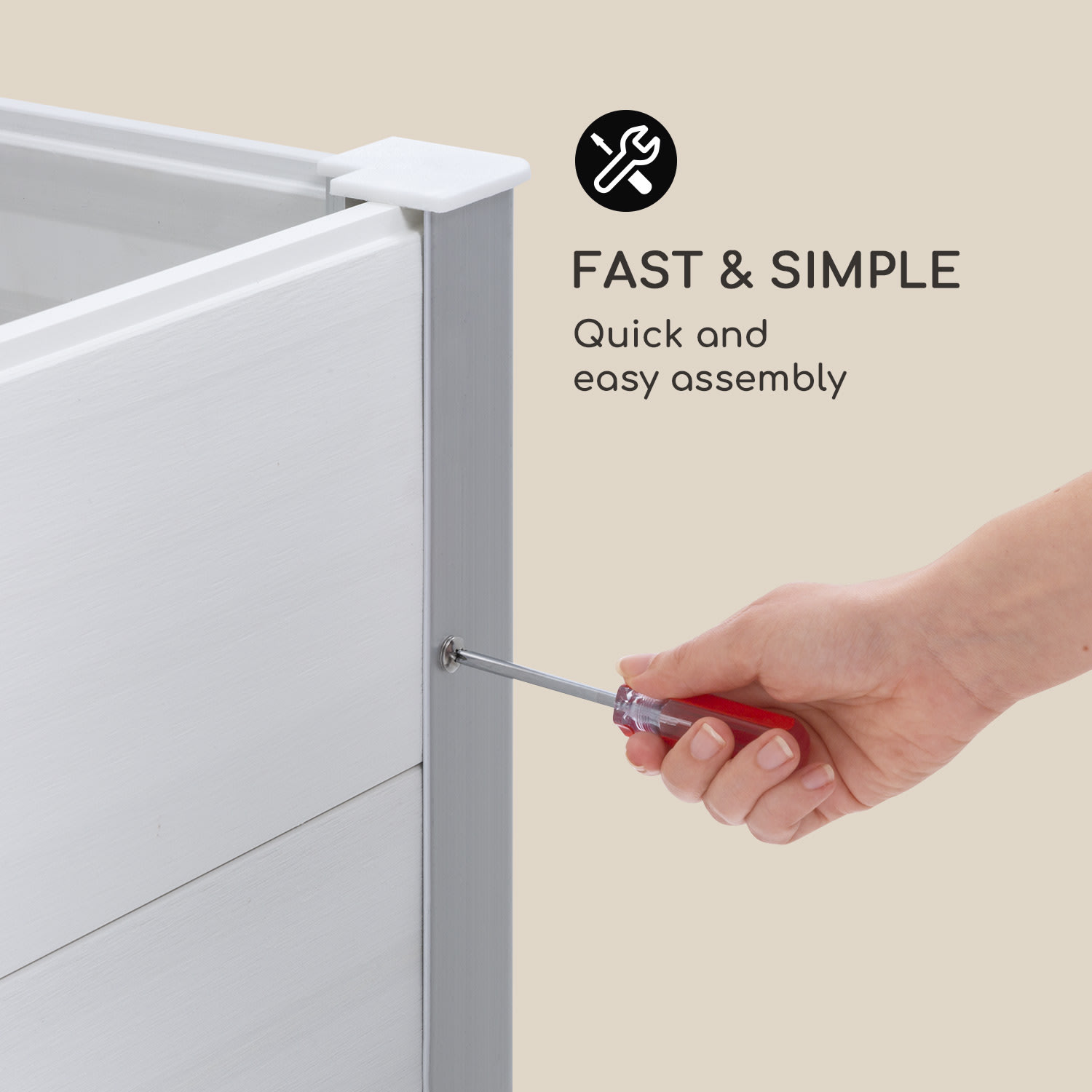 Blumfeldt Nova Grow, záhradný záhon, 150 x 91 x 100 cm, WPC, drevený vzhľad, biely – Obrázok 3