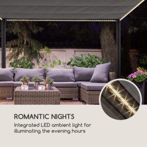 Blumfeldt Pantheon RemoteShade Ambient, pergola, motorizovaná strecha, LED svetlo